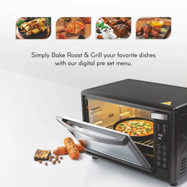 Glen Digital Oven Toaster Griller (OTG) - 45 Litres with Convection, Motorized Rotisserie, 2000W - Black (5045DIGI)