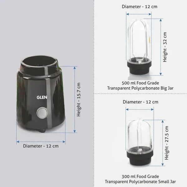 GLEN Active-Blender, 350W, 20000 RPM Mixer, Grinder, Blender, 2 Unbreakable Food Grade Jars (4048 N)