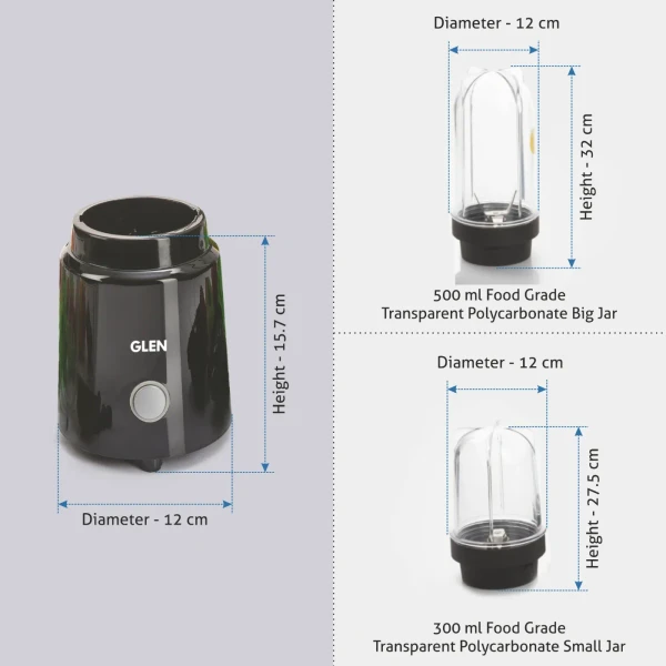 Glen Active-Blender, 350W, 20000 RPM Mixer, Grinder, Blender, 2 Unbreakable Food Grade Jars (4048 N)