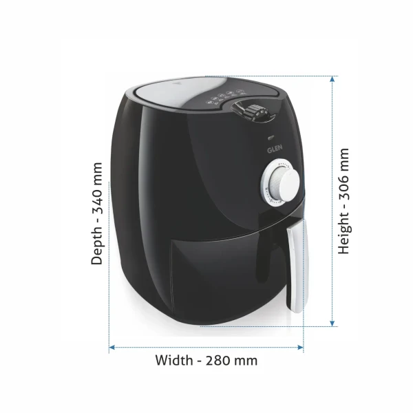 Glen Electric Air Fryer 2.8 Litres, 1350w Rapid Air Technology, Black (3044) - Black