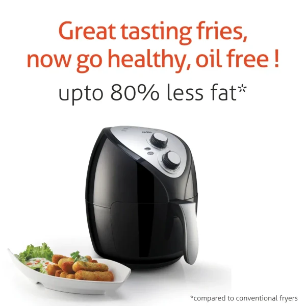 Glen Electric Rapid Air Fryer 2.8 Litres, 1300W, Temperature Control -Black (3041BL) - Black