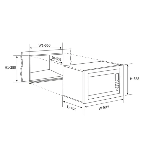 GLEN Glen Built in Microwave with Electronic Clock & Jog wheel Control 25 Ltr - Black (MO 674)