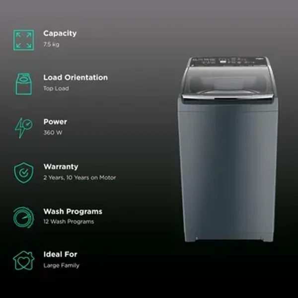 WHIRLPOOL Whirlpool 7.5 kg Fully Automatic Top Load Washing Machine (SW Pro Plus, 31558, Spiro Wash Action, MidNight Grey)