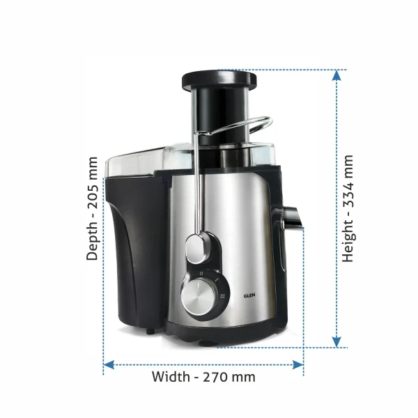 Glen Centrifugal Juicer 800W, Full Apple Feeding Tube 600ml Juice Collector, Stainless Steel Filter (4019)