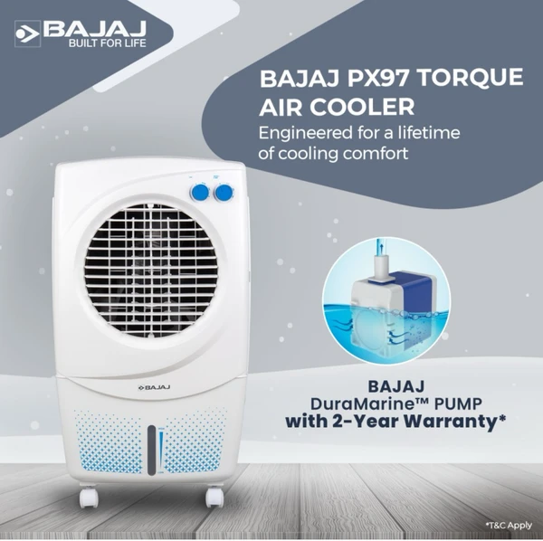 Bajaj BAJAJ 36 L Room/Personal Air Cooler  (White, Platini Coolest - Torque PX 97)