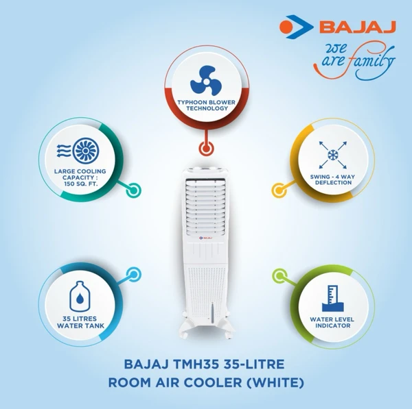 Bajaj BAJAJ 35 L Room/Personal Air Cooler  (White, TMH 35)