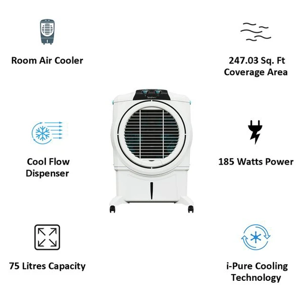 Symphony Sumo 75 Litres Desert Air Cooler (I Pure Technology, 75 XL, White