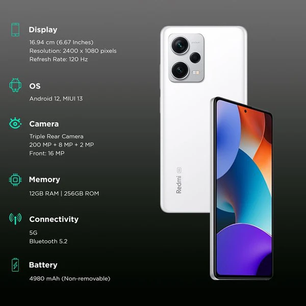 Redmi Note 12 Pro+ 5G (12GB RAM, 256GB, White)