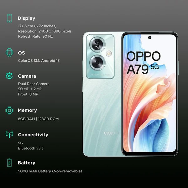 Oppo oppo A79 5G (8GB RAM, 128GB, Glowing Green