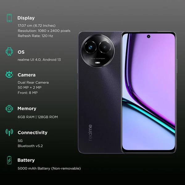 Realme realme C67 5G (6GB RAM, 128GB, Dark Purple - Dark purple