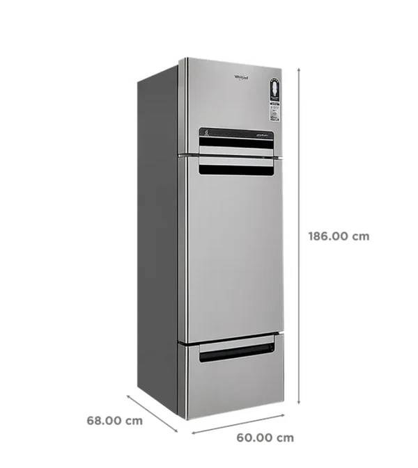 WHIRLPOOL Whirlpool FP 343D Protton Roy 330 Litres Frost Free Triple Door Refrigerator with 6th Sense ActiveFresh Technology (20817, Alpha Steel) - Silver