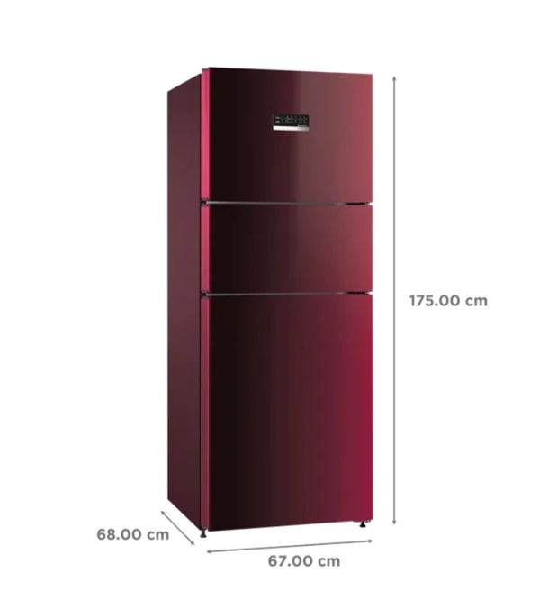 BOSCH Series 4 332 Litres Frost Free Triple Door Convertible Refrigerator with Temperature Display (CMC33WT5NI, Transition Wine) - Transition Wine