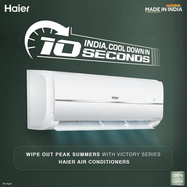 Haier Victory 5 in 1 Convertible 1.5 Ton 3 Star Triple Inverter Split AC with Frost Self Clean Technology (2023 Model, Copper Condenser, HSU17V-TMS3BE-INV