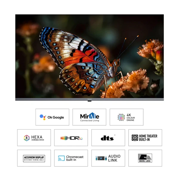 Panasonic  139 cm (55 inches) 4K Ultra HD Smart LED Google TV TH-55MX740DX (Black, 4K Color Engine, HDR 10, Dolby Digital, Chromecast Built-In)