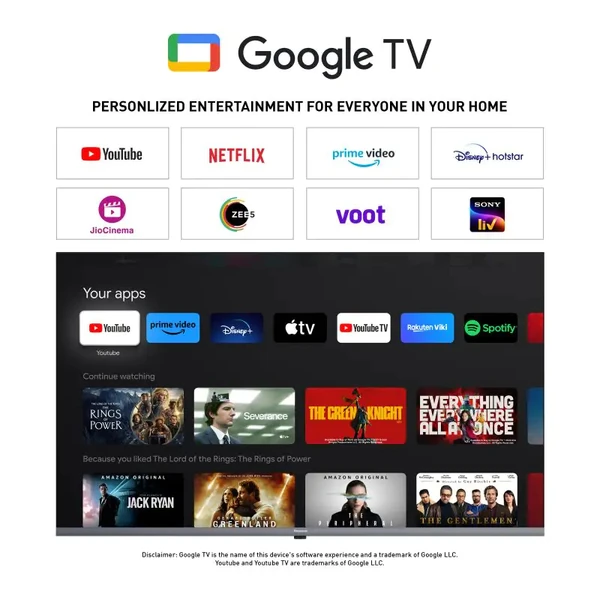 Panasonic  139 cm (55 inches) 4K Ultra HD Smart LED Google TV TH-55MX740DX (Black, 4K Color Engine, HDR 10, Dolby Digital, Chromecast Built-In)