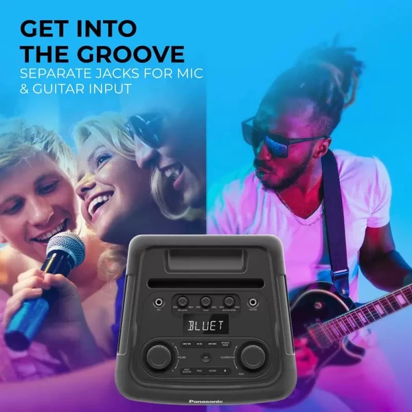 Panasonic  SC-TMAX45 1000W Double Woofer Party Speaker | Bluetooth, USB, AUX connectivity | Mic & Guitar Jack