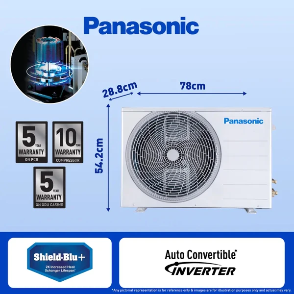 Panasonic  1 Ton 5 Star Wi-Fi Inverter Smart Split AC (7 in 1 Convertible with True AI Mode, 4 Way Swing, Active Air Purification by nanoeX/nanoe-G and real time AQI monitoring, Matter Certified, 2024 Model, White