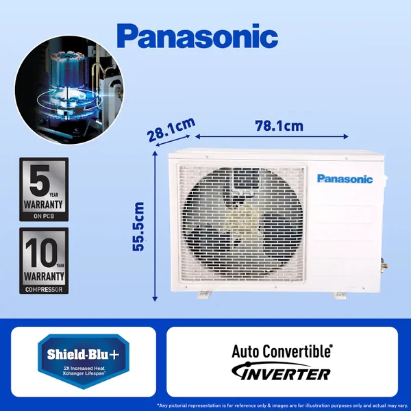 Panasonic  1 Ton 5 Star Wi-Fi Inverter Smart Split AC (Copper Condenser, 7 in 1 Convertible with True AI Mode, 4 Way Swing, PM 0.1 Air Purification Filter, Matter Certified, 2024 Model, White)