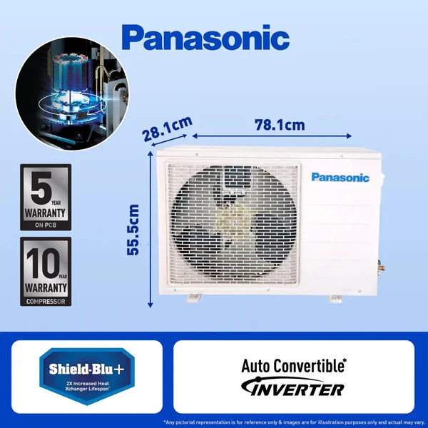 Panasonic  2 Ton 3 Star Wi-Fi Inverter Smart Split AC (Copper Condenser, 7 in 1 Convertible with True AI Mode, 2 Way Swing, PM 0.1 Air Purification Filter, 2024 Model, White)