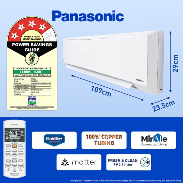 Panasonic  2 Ton 4 Star Wi-Fi Inverter Smart Split AC  CS/CU-NU24ZKY4W