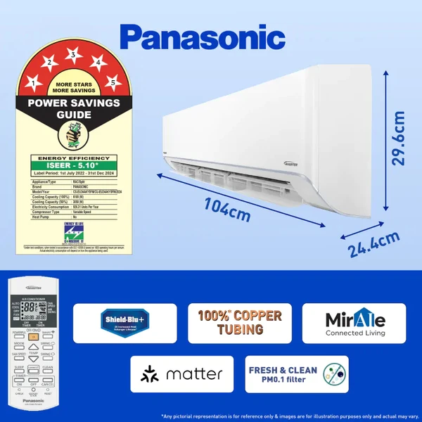 Panasonic 2 Ton 5 Star Wi-Fi Inverter Smart Split AC CS/CU-EU24AKY5FM