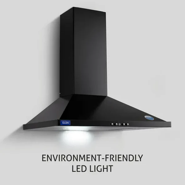 Glen Electric Kitchen Chimney, Pyramid Shape Single Baffle filter 60cm 1000 m3/h -Black (6049 BLK 60 BF)