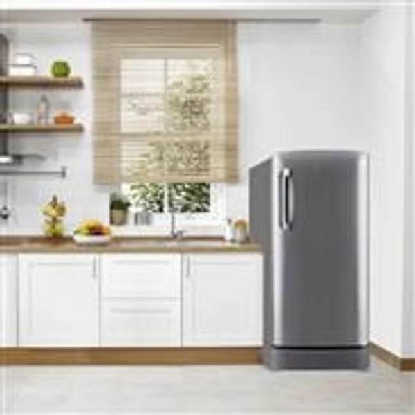 LG 185 Litres 4 Star Direct Cool Single Door Refrigerator with Toughened Glass Shelves & Smart Inverter Compressor (GL-D221APZY, Shiny Steel)