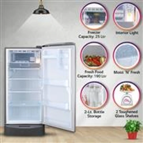 LG 185 Litres 4 Star Direct Cool Single Door Refrigerator with Toughened Glass Shelves & Smart Inverter Compressor (GL-D221APZY, Shiny Steel)