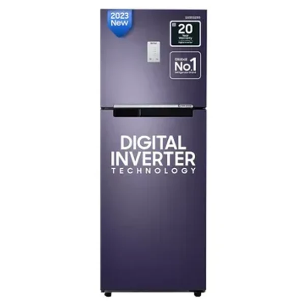 samsung SAMSUNG 236 Litres 2 Star Frost Free Double Door Refrigerator with Toughened Glass Shelves (RT28C3452UT/HL, Pebble Blue)