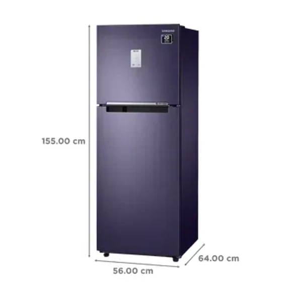 samsung SAMSUNG 236 Litres 2 Star Frost Free Double Door Refrigerator with Toughened Glass Shelves (RT28C3452UT/HL, Pebble Blue)