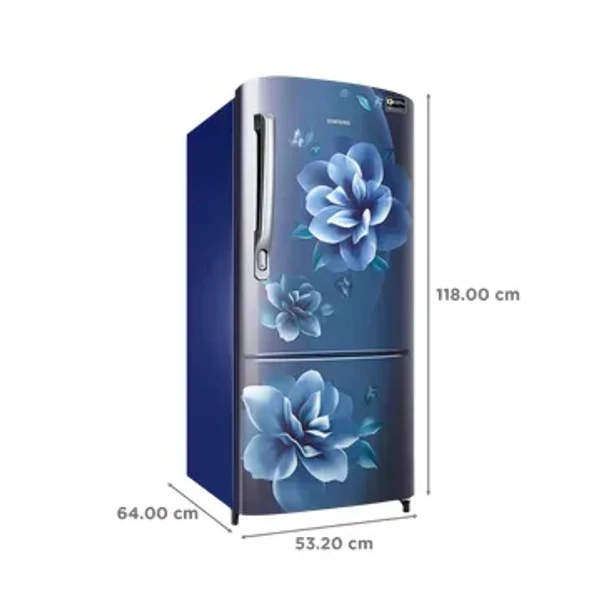 samsung SAMSUNG 183 Litres 4 Star Direct Cool Single Door Refrigerator with Anti-Bacterial Gasket (RR20C1724CU/HL, Camellia Blue) - 183 Litres