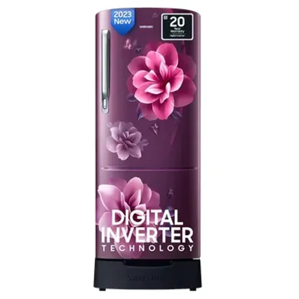 SAMSUNG 183 Litres 4 Star Direct Cool Single Door Refrigerator with Base Drawer (RR20C1824CR/HL, Camellia Purple) - 183 Litres