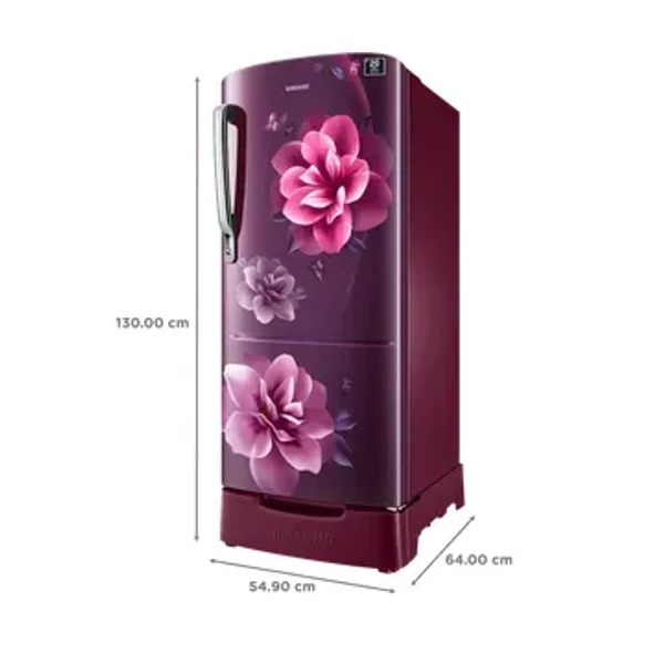 SAMSUNG 183 Litres 4 Star Direct Cool Single Door Refrigerator with Base Drawer (RR20C1824CR/HL, Camellia Purple) - 183 Litres