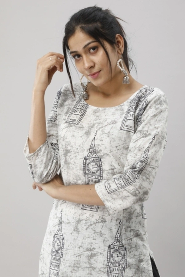 Women Printed Kurta - Grey, XXL