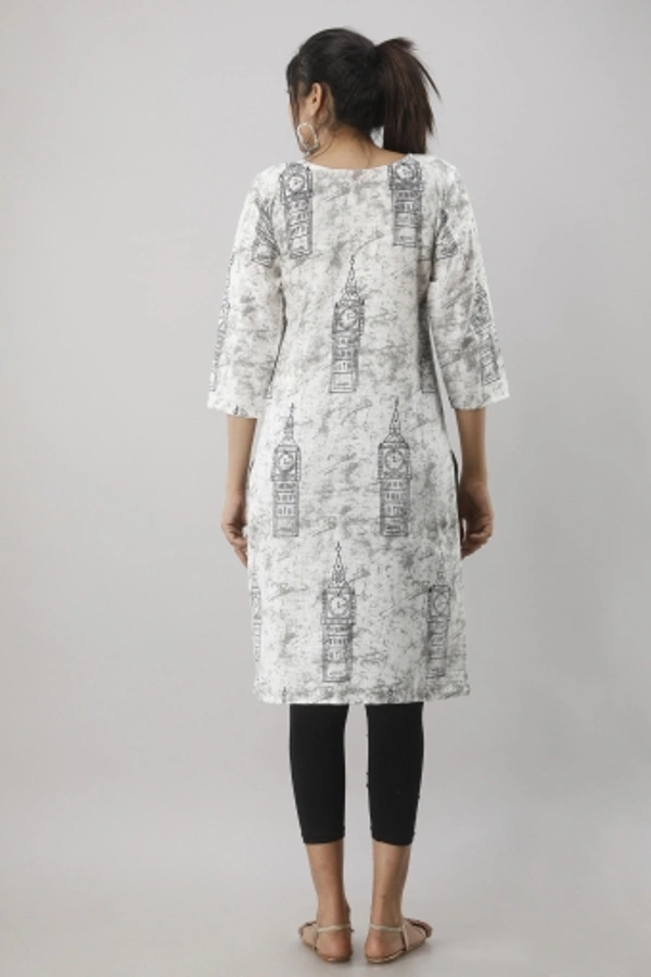 Women Printed Kurta - Grey, XXL
