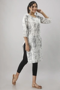 Women Printed Kurta - Grey, XXL