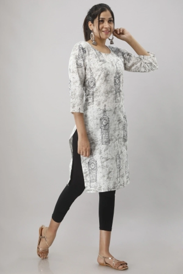 Women Printed Kurta - Grey, XXL
