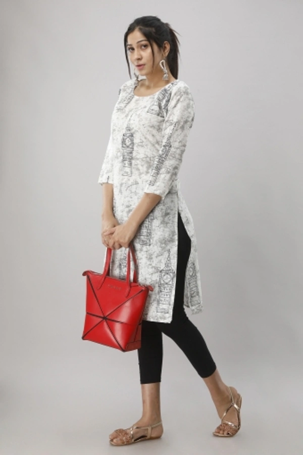 Women Printed Kurta - Grey, XXL