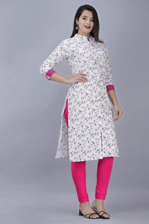Women Printed, Solid Straight Kurta - S, Pink
