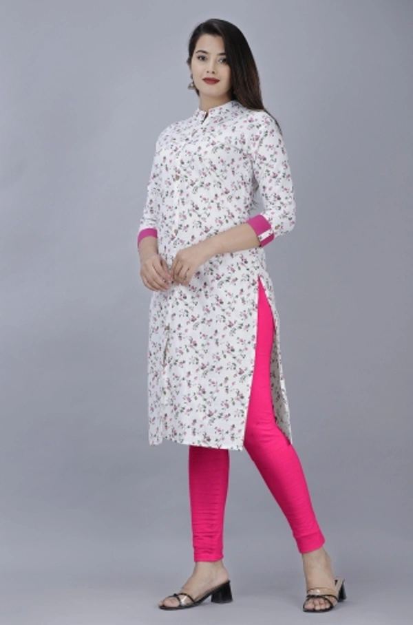 Women Printed, Solid Straight Kurta - S, Pink