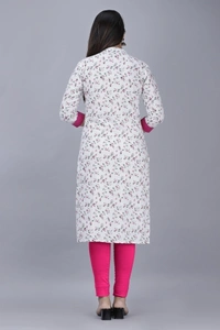 Women Printed, Solid Straight Kurta - S, Pink