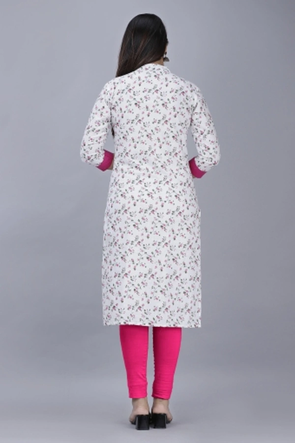 Women Printed, Solid Straight Kurta - S, Pink