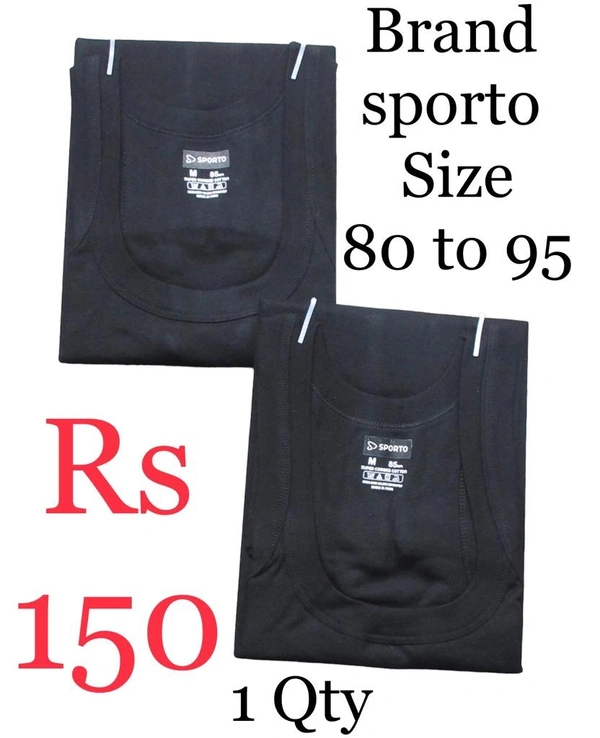 Sporto Black Gym Vest - Black, 80