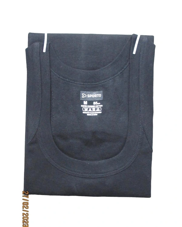 Sporto Black Gym Vest - Black, 90