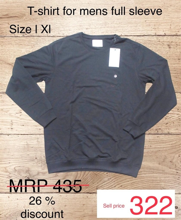 Full Sleeve Tshirt For Men's  - Mercury, L