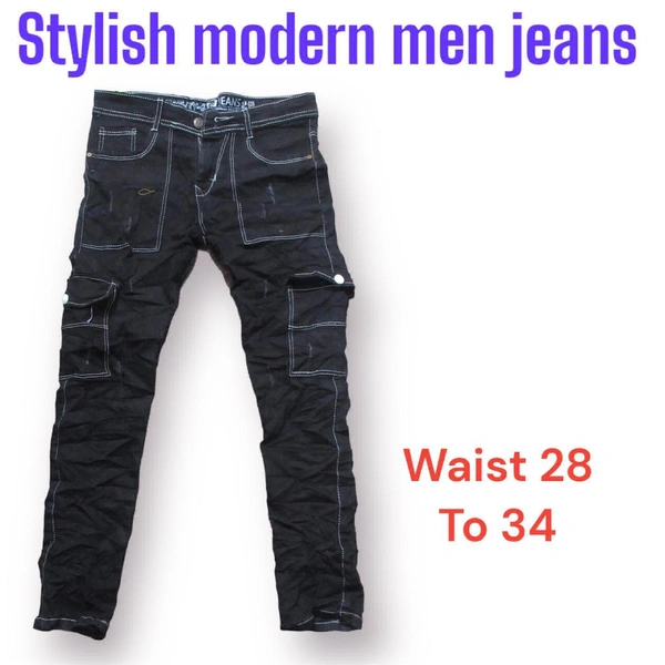Stylish Modern Men Jeans  - Navy Blue, 30