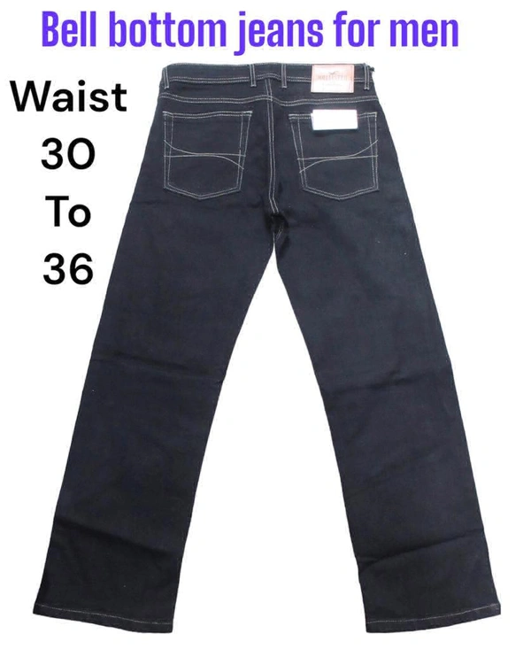 Bell Bottom Jeans For Men  - Black, 32