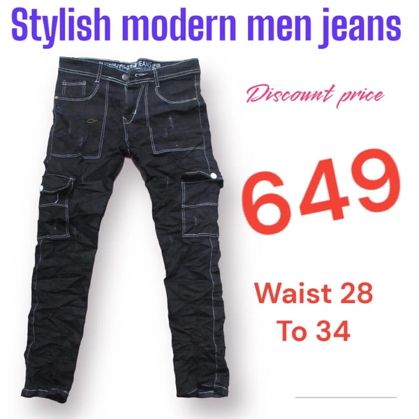 Stylish Modern Men Jeans  - Navy Blue, 28