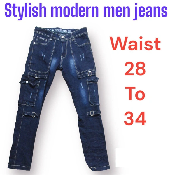 Stylish Modern Men Jeans  - Navy Blue, 28