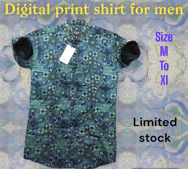 Digital Print Shirt For Men  - Black, M